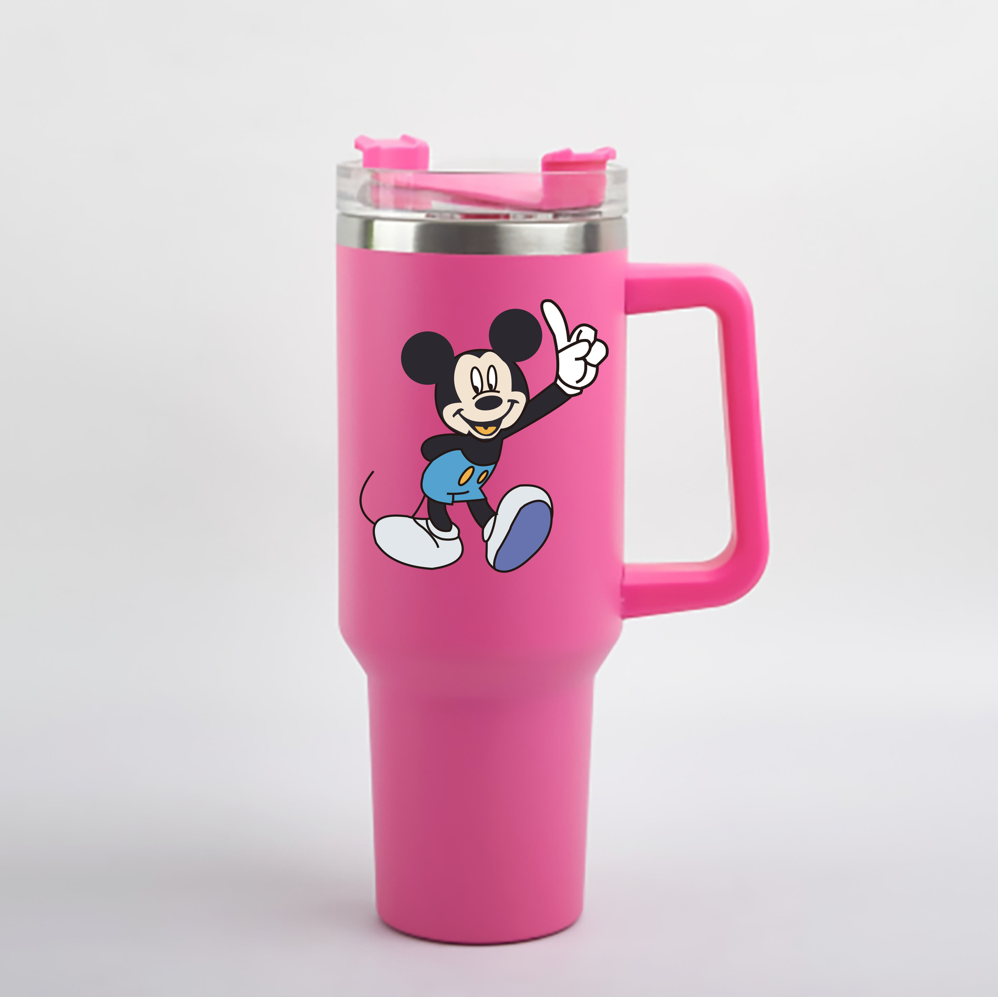 （画像用） ミッキーマウス Mickey Mouse 1200mL車用タンブラー - クリスタルステッカー（プラスチックストロー付き）